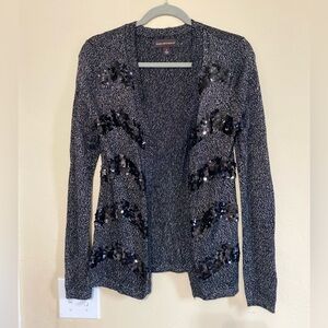 Dana Buchman black gray sequin metallic Cardigan S